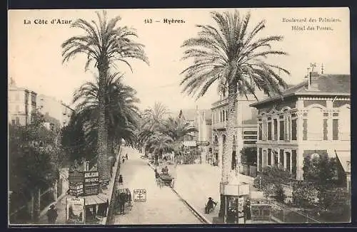 AK Hyères, Boulevard des Palmiers et Hôtel des Postes