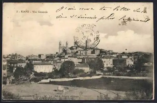 AK Rians, Vue générale du village avec église en arrière-plan