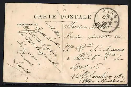 AK Rians, Vue générale du village avec église en arrière-plan