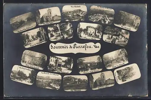 AK Pierrefeu, Souvenir avec vues multiples du village et environs