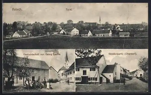 AK Reisch, Gasthaus von Georg Lechle, Strassenpartie im Oberdorf, Gesamtansicht