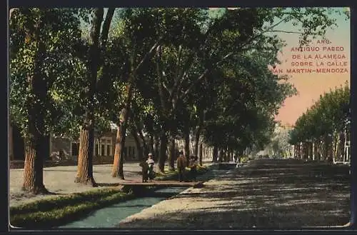 AK San Martin-Mendoza, Antiguo Paseo de la Alameda sobre la Calle