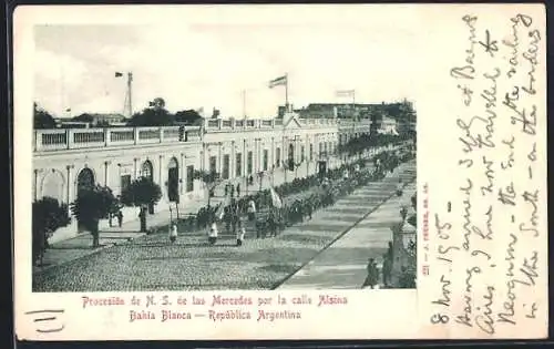 AK Bahía Blanca, Procesión de N. S. de las Mercedes por la calle Alsina