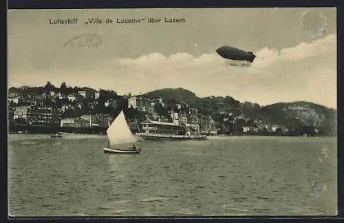 AK Luzern, Luftschiff Ville de Lucerne, Ortsansicht