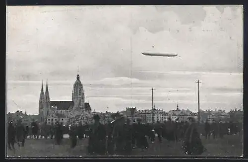 AK München, Zeppelins grosse Fernfahrt am 1. April 1909