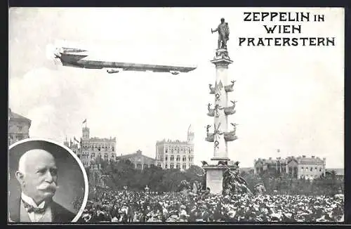 AK Wien, Zeppelin über dem Praterstern