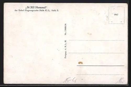 AK Flugzeug Si 202 Hummel