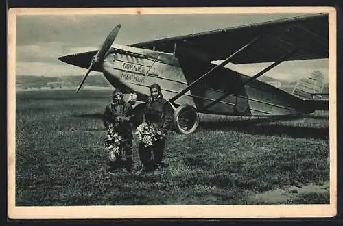 AK Flieger Zinsmaier und Mittelholzer, Flugzeug Dornier Merkur
