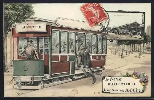AK Alfortville, Strassenbahn, Le Marché