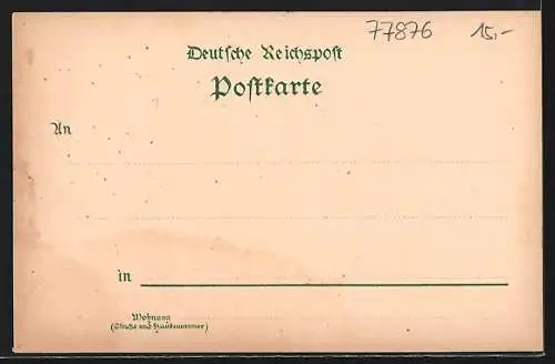 Lithographie Kappelrodeck, Ortsansicht mit Eisenbahn und Handlung von August Roth