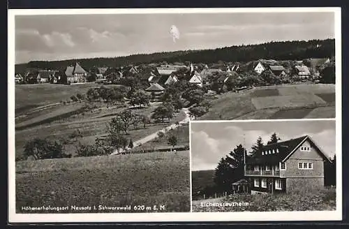 Foto-AK Neusatz / Schwarzwald, Gasthaus Eichenkreuzheim und Ortsansicht