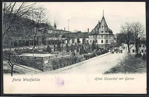 AK Porta Westfalica, Hotel Kaiserhof mit Garten