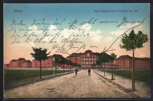 AK Zittau, Neue Kaserne des 3. Infanterie-Regiments Nr. 102