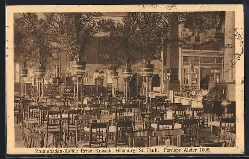 AK Hamburg-St. Pauli, Promenaden-Kaffee Ernst Knaack Innenansicht
