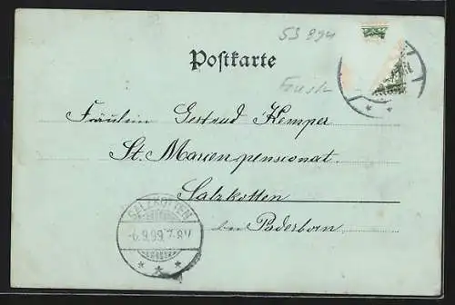 Mondschein-AK Mechernich, Kirche und Bahngleise