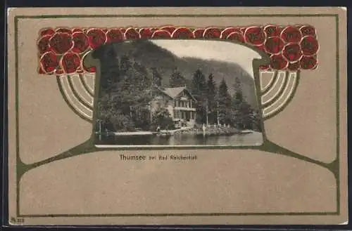 Passepartout-AK Bad Reichenhall / Thumsee, Gebäude am Seeufer