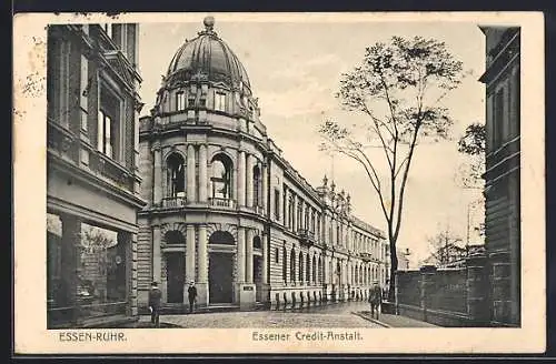 AK Essen / Ruhr, Strasse an der Essener Credit-Anstalt