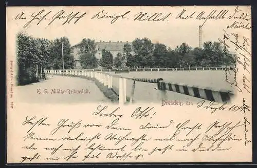 AK Dresden-Neustadt, K. S. Militär-Reitanstalt, Prinz-Georg-Allee (Stauffenbergallee)