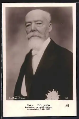 AK Frankreich, Paul Doumer, Président de la République, Assasiné 1932