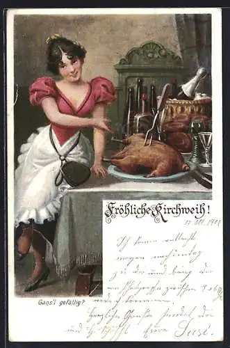AK Fröhliche Kirchweih!, Gans`l gefällig?