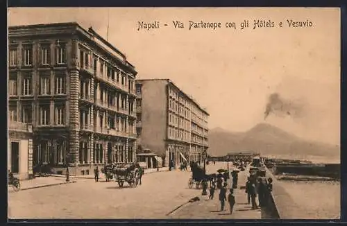 AK Napoli, Via Partenope con gli Hotels e Vesuvio