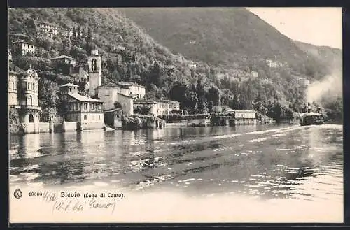 AK Blevio /Lago di Como, Panorama mit Dampfer