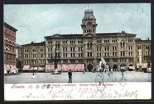 AK Trieste, Piazza Grande e municipio, Grosser Platz und Rathaus