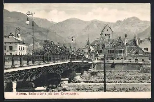 AK Bozen, Talferbrücke mit Rosengarten