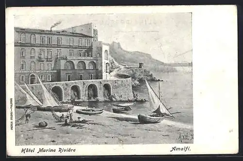 Künstler-AK Amalfi, Hotel Marine Riviére