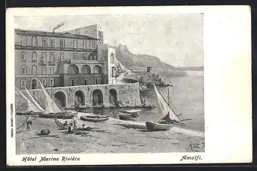 Künstler-AK Amalfi, Hotel Marine Riviére