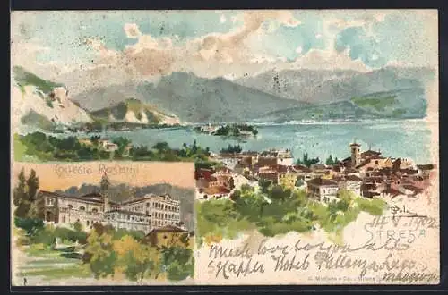 Lithographie Stresa, Panorama, Colegio Rosmini