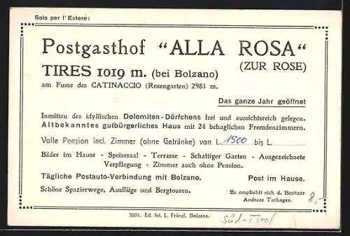 AK Tires, Albergo e Pensione Posta-Rosa