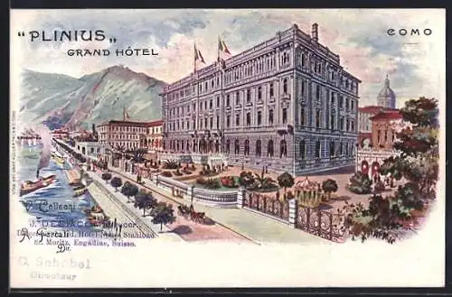 Künstler-AK Como, Grand Hotel Plinius am Comer See