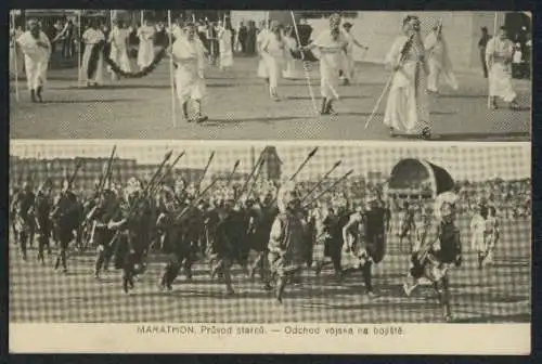 AK Prag, Sokol 1912, VI. sletu vsesokolskemu v praze 1912, Marathon, Pruvod starcu, Odchod vojska na bojiste