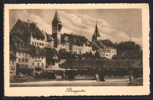 AK Bremgarten /AG, Ortsansicht mit Brücke
