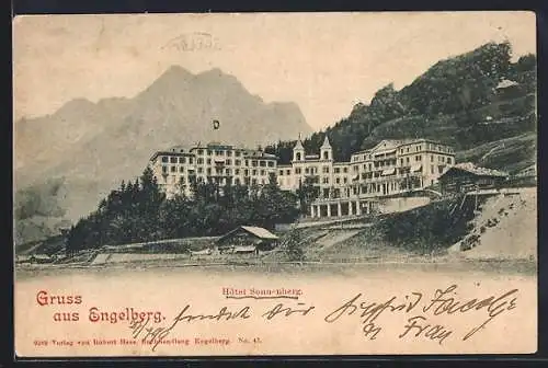 AK Engelberg, Hotel Sonnenberg mit Gipfelpanorama