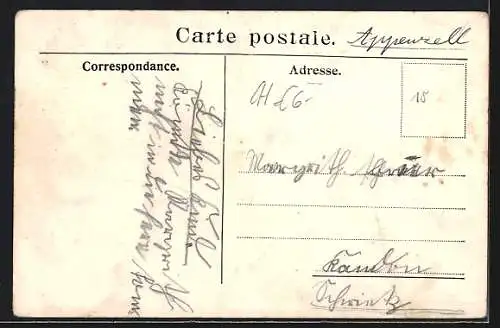 AK Herisau, Totalansicht mit Bergpanorama aus der Vogelschau