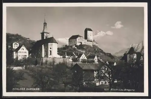 AK Sargans, Schloss Sargans u. Kirche, Panorama