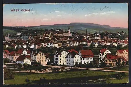 AK Wil /St. Gallen, Totalansicht aus der Vogelschau