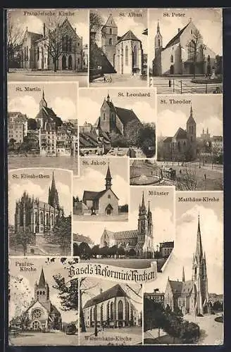 AK Basel, Reformkirchen St. Theodor, St. Peter & Waisenhaus-Kirche