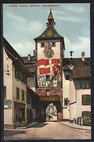 AK Liestal, Obertor mit Fassadenmalerei