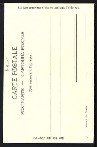 Lithographie Thun, Ortsansicht mit Blümlisalp