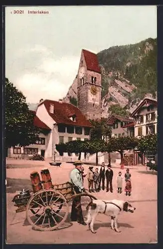 AK Interlaken, Milchverkäufer mit Hundegespann