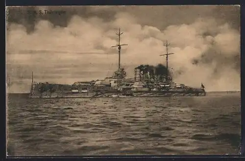 AK Kriegsschiff S.M.S. Thüringen auf hoher See