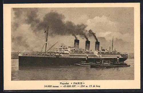 AK Passagierschiff Paris sticht in See