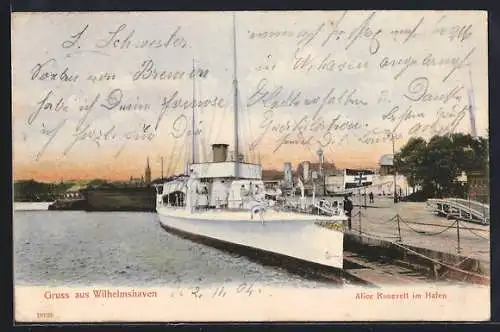AK Wilhelmshaven, Dampfer Alice Rosevelt im Hafen