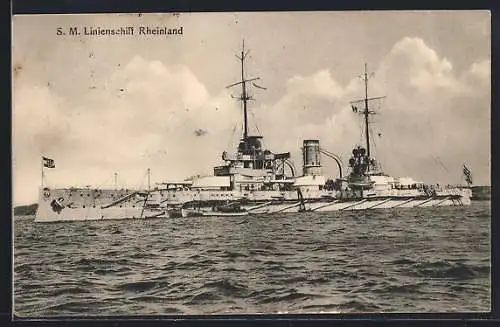 AK SM Linienschiff Rheinland auf Backbord