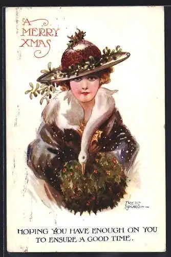 Künstler-AK Fred Spurgin: Hoping you have enough on you..., Weihnachtsgruss