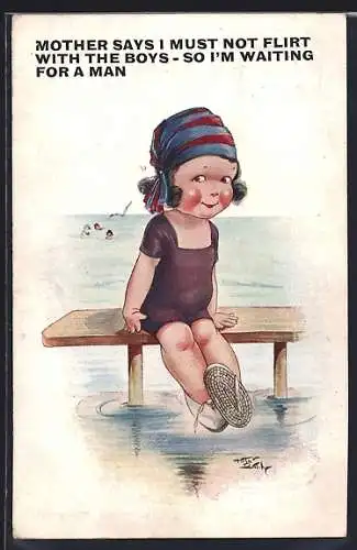 Künstler-AK Arthur Butcher: Mother says I must not flirt with the boys...