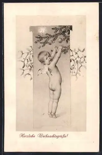 Künstler-AK Theo Zasche: Engelchen am Christbaum, Weihnachtsgruss